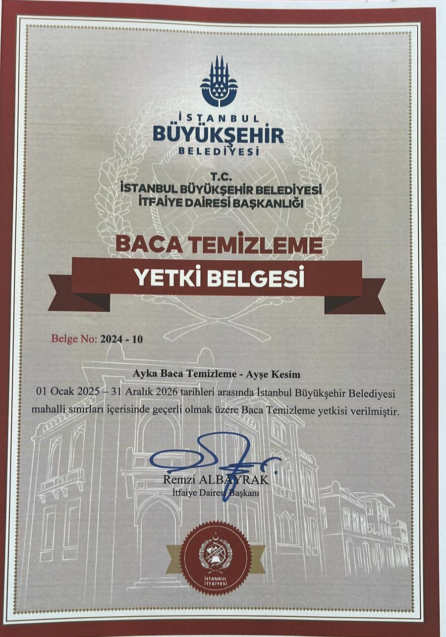 Ayka Baca Temizleme Yetki Belgesi
